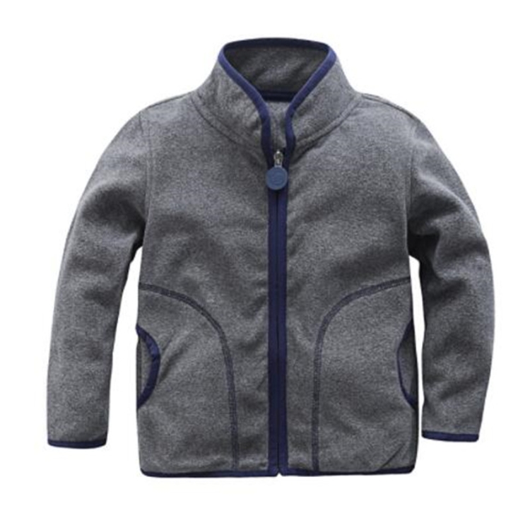 

Spring and Autumn Children Clothing Polar Fleece Zip Jacket with Pocket, Height:100cm(Grey)