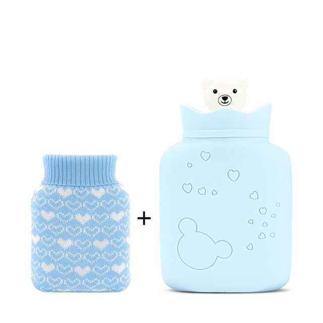 

Hot Water Bag Warm Bottle Microwave Silicon Kids Foot Neck Outdoor Heating Freezer(Blue)