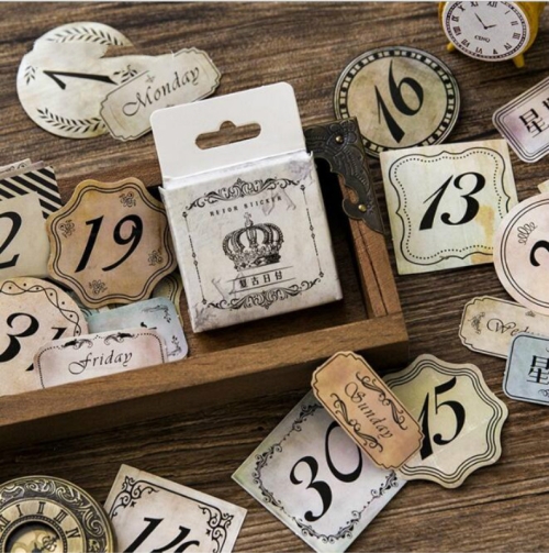 

2 PCS Retro Day Pay Number Date Boxed Stickers Sealing Sticker