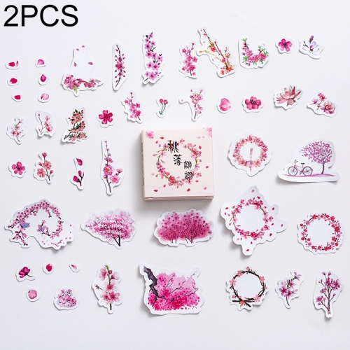 

2 PCS Time Wheel Account Material Decoration Sticker Boxed DIY Color Cute Print Hand Account Diary Small Fresh Memo Pad(Peach Fallen)