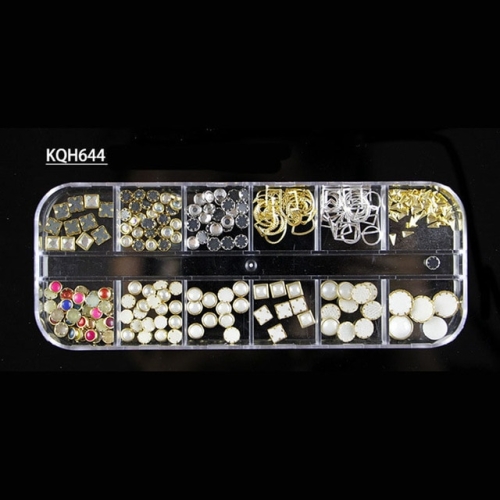 

3 PCS Rhinestones 3D Crystal Clear Stones Gems Pearl DIY Nail Art Decorations(KQH644)