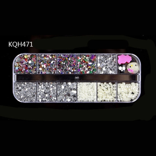 

3 PCS Rhinestones 3D Crystal Clear Stones Gems Pearl DIY Nail Art Decorations(KQH471)