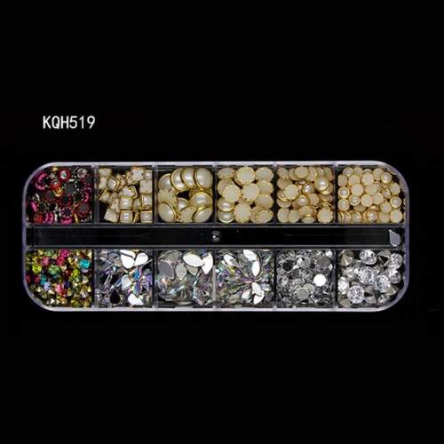 

3 PCS Rhinestones 3D Crystal Clear Stones Gems Pearl DIY Nail Art Decorations(KQH519)