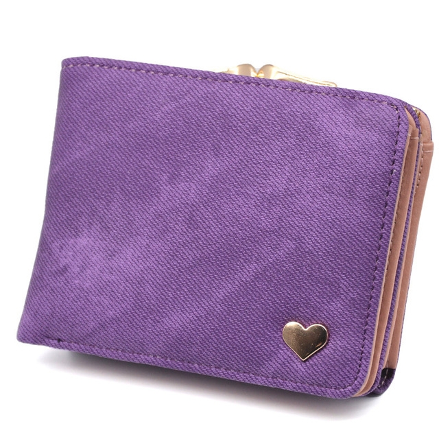 

Women Mini Leather Clutch Card Holder Short Wallet(Purple)