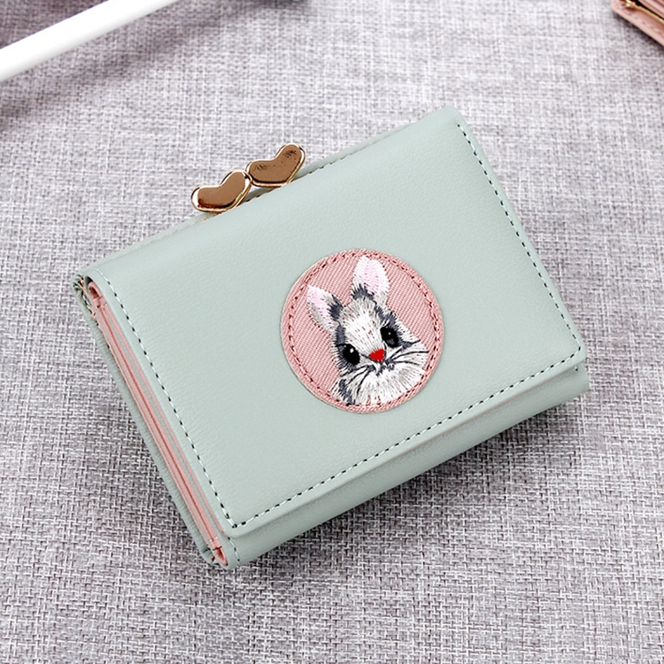 

Women Wallet Rabbit Cloth Stickers Multi-function Coin Purse Card Sets(Green )