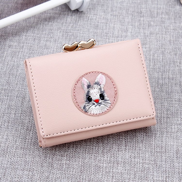 

Women Wallet Rabbit Cloth Stickers Multi-function Coin Purse Card Sets(Pink)