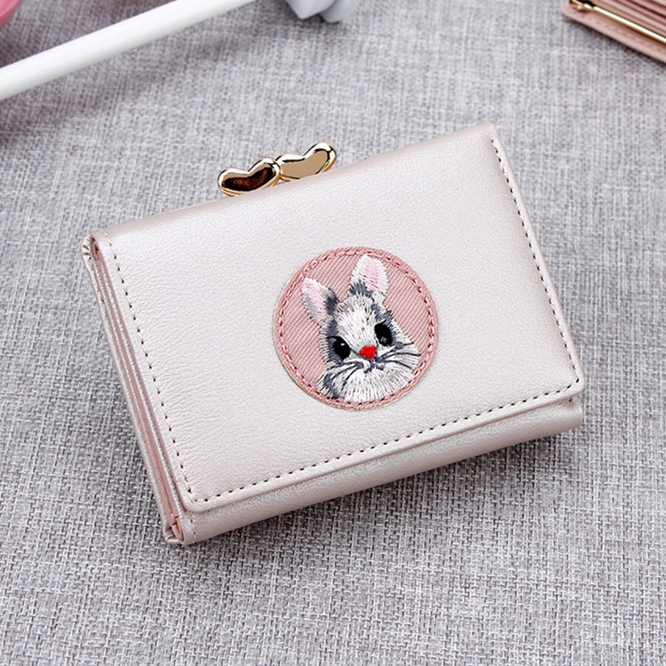 

Women Wallet Rabbit Cloth Stickers Multi-function Coin Purse Card Sets(Pearl White)
