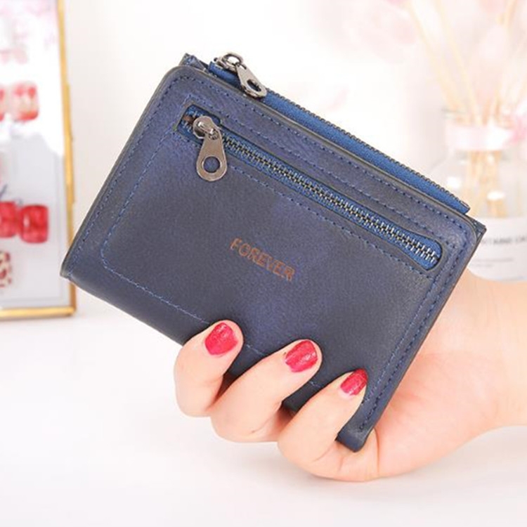 

Simple Sewing Thread Fashion Letter Short Wallet(Blue)