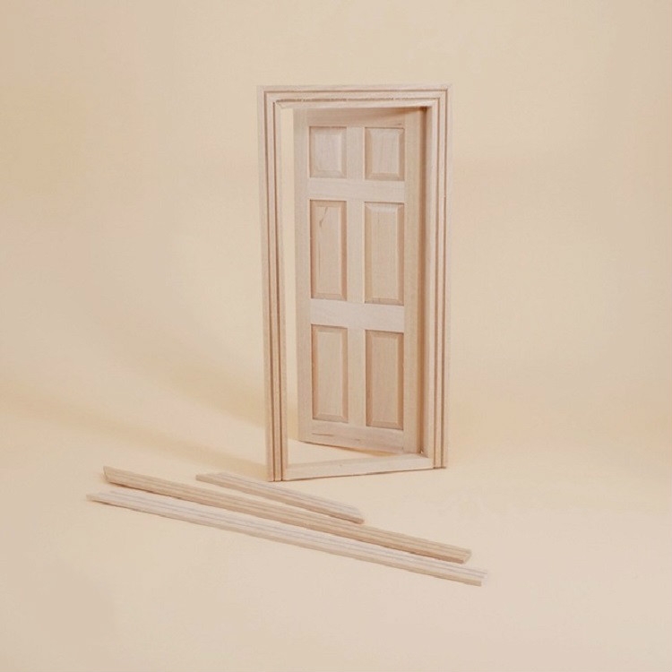 

1:12 Doll House Mini Furniture Model White Blank Solid Wood Door
