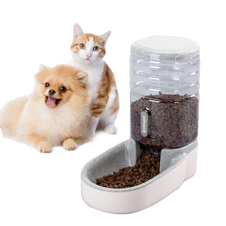 

3.8L Grain Storage Bucket Cat Automatic Pet Feeder Water Dispenser, Style:Food Bowl(Gray)