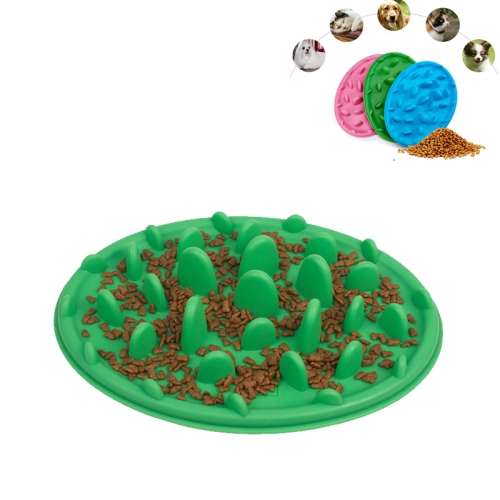 

Pet Cat and Dog Jungle Silicone Anti-choke Food Bowl, Size:24x18cm(Green)