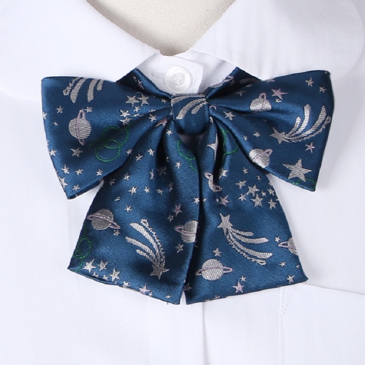 

Planet Meteor Pattern College Style Bow-knot Uniform Bow Tie(Green)