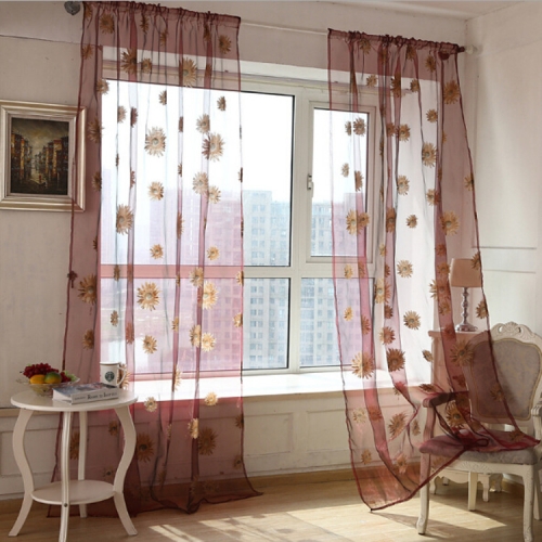 Sunsky Sunflower Voile Curtain Kitchen Balcony Curtains