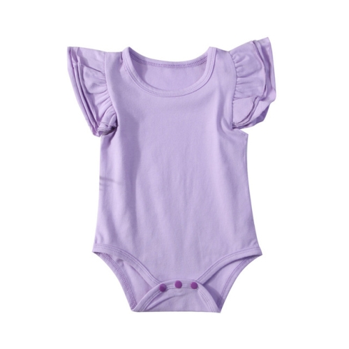 

Summer Baby Cotton Ruffled Short-sleeved Round Neck Triangle Romper, Size:70cm(Purple)