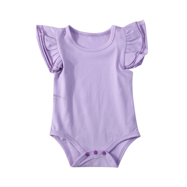

Summer Baby Cotton Ruffled Short-sleeved Round Neck Triangle Romper, Size:100cm(Purple)