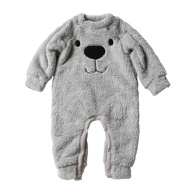 

Winter Babies Warm Wistiti Bear Pattern Jumpsuits Romper, Size:100 yards(Gray)