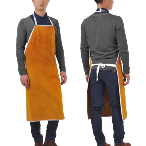 

Full Leather Electric Welding Apron High Temperature Fireproof Star Splash Protective Clothing(Orange)