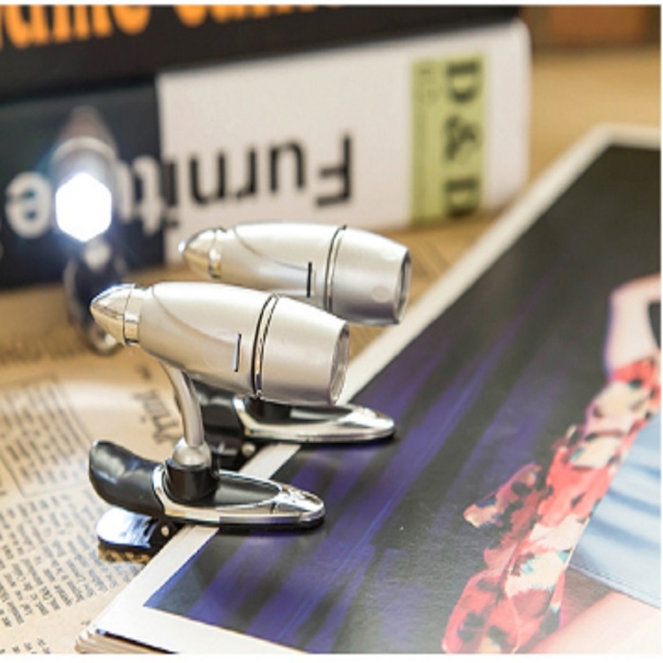 

2 PCS Super Bright Mini Plastic Bullet Clip Reading Desk Lamps