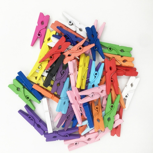 

50 PCS Mini Natural Wooden DIY Clothes Colorful Photo Paper Peg Pin Clothespin Craft Clips School Office Stationery Clothes Pegs, Size:3.5x0.7cm(Mixed color)