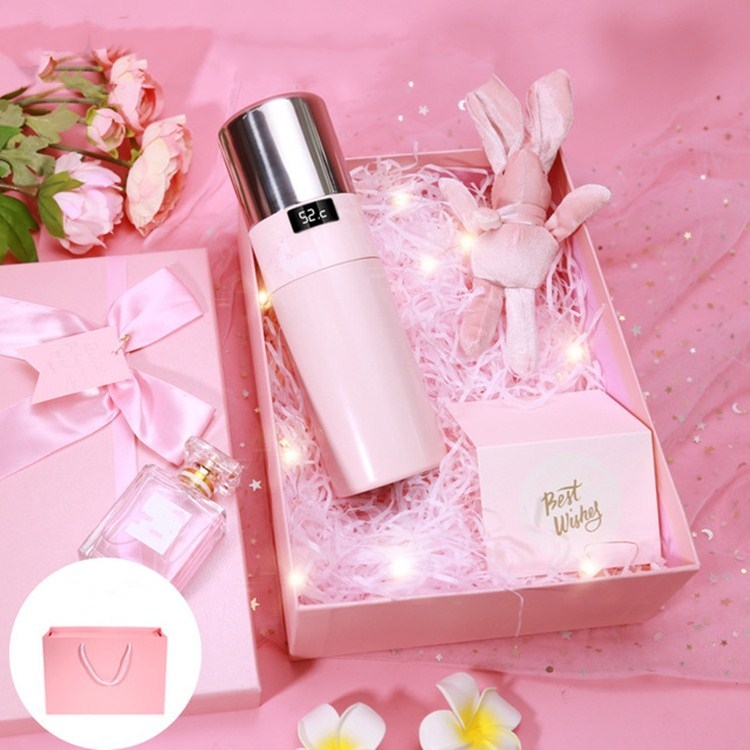 

Creative Intelligent USB Rechargeable Cold Warm Cup Cool 55 Degrees Vacuum Flask With Handle 316 Stainless Steel Smart Water Cup, Capacity:340ml, Style:Fawn Gift Box