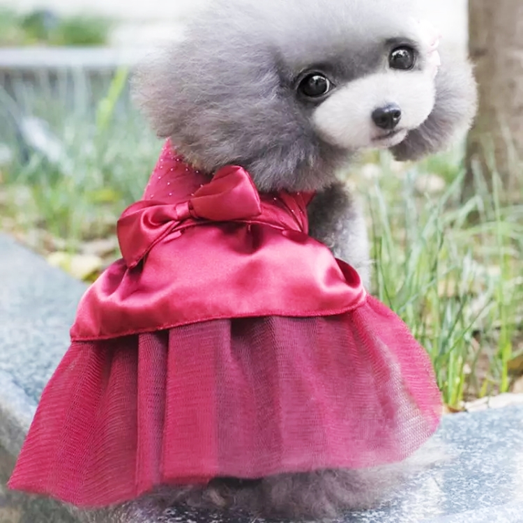 

Pet Clothing Pet Hot Drilling Wedding Dress Skirt, Size:S(Red)