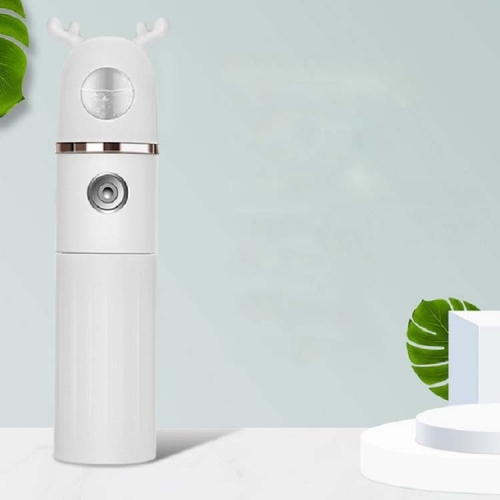 

Fawn Style 3 in 1 Nano Spray Hydration Instrument Mini Handheld Facial Moisture Meter Humidifier Automatic Alcohol Sprayer, Fan / Flashlight(White)