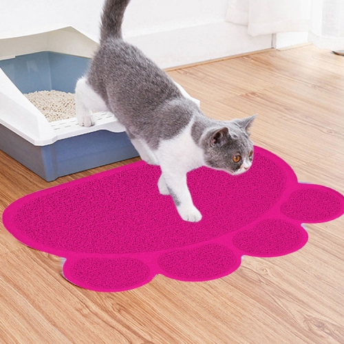 

PVC Claw Shaped Cat Litter Mat Pet Placemat Anti-skid Floor Mat Pet Supplies(Rose Red)