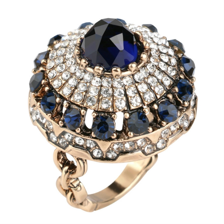 

Women Vintage Punk Crown Sapphire Ring, Ring Size:8