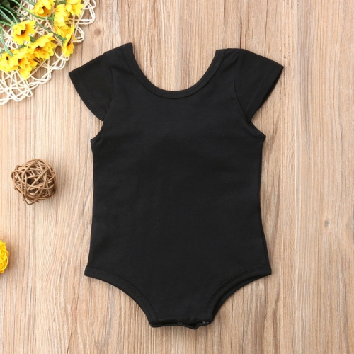 

Summer Female Babies Back Bow-knot Short-sleeved Jumpsuit Romper, Size:100cm(Black)