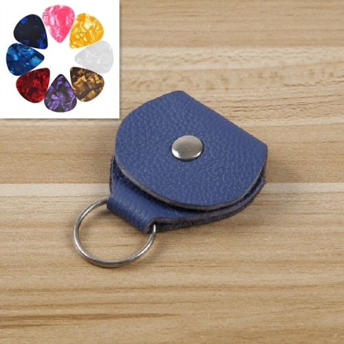 

10 PCS Genuine Leather Guitar Pick Storage Bag with Key Ring, Color:Blue