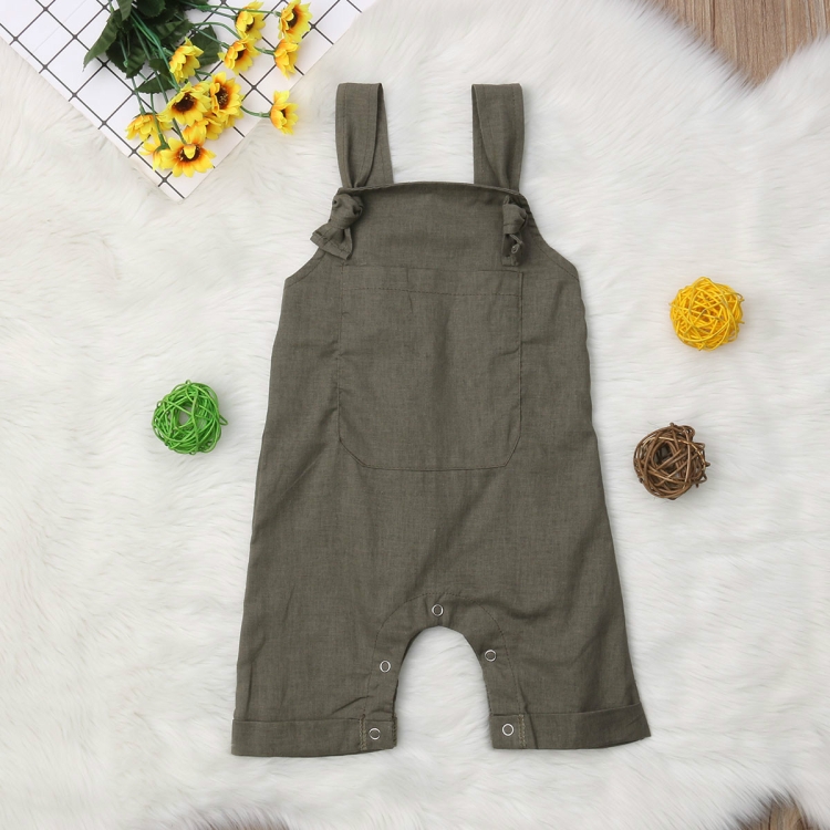 

Infant Simple Bib Pants Jumpsuits Romper with Pocket, Size:100cm(Gray)