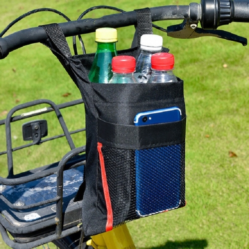 

Electric Motorcycle Storage Bag Small Bicycle Front Handle Storage Bag, Color:Large Black Red Stripe