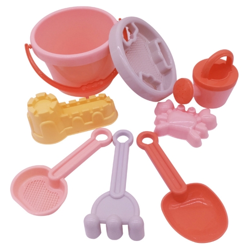 

8 PCS / Set Beach Toys Children Play Sand Digging Tool Shovel Play Snow Shovel Bucket(Pink)