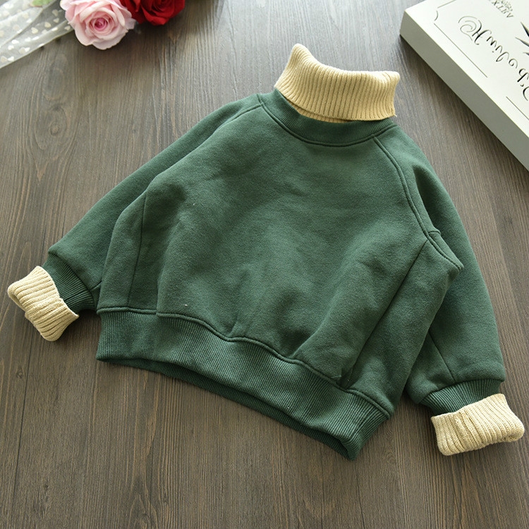 

Autumn and Winter Wool High Collar Sweater Thread Fleece Thickening Sweatshirt Children Clothing, Size:15 Yards(Green)