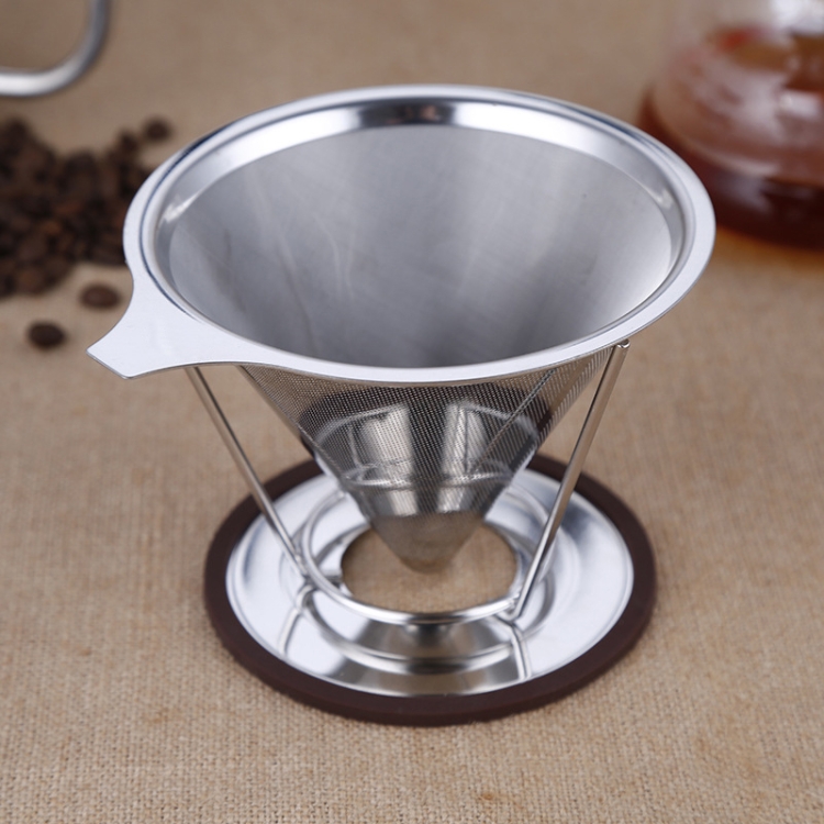 

Stainless Steel Filter Cone Filter Cartridge Tea Coffee Free Paper Filter Cup(Silver)