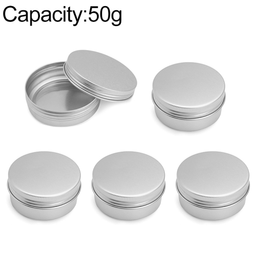 

5 PCS Thread Refillable Aluminum Packaging Box Cosmetic Small Storage Case, Capacity:50g(Silver)