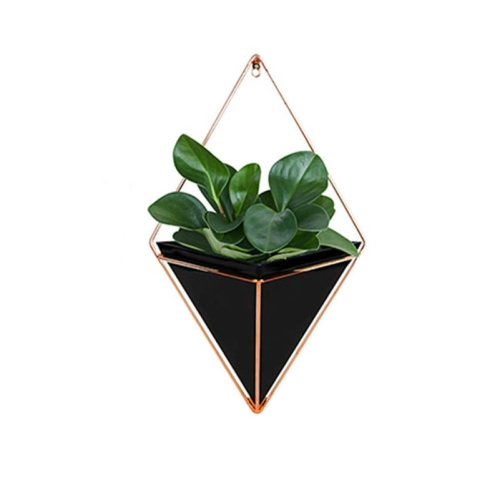 

2 PCS Innovative Hanging Planter Vase Succulent Plants Geometric Wall Decor Container, Size:S(Black)