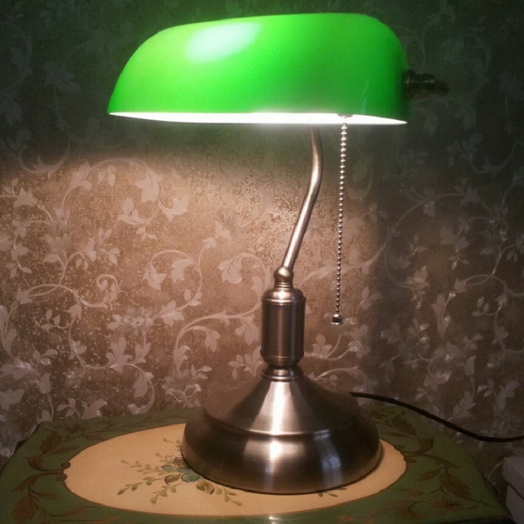 

Creative Retro Nostalgic Office Study Bedside LED Table Lamp without Bulb(Green Bronze)