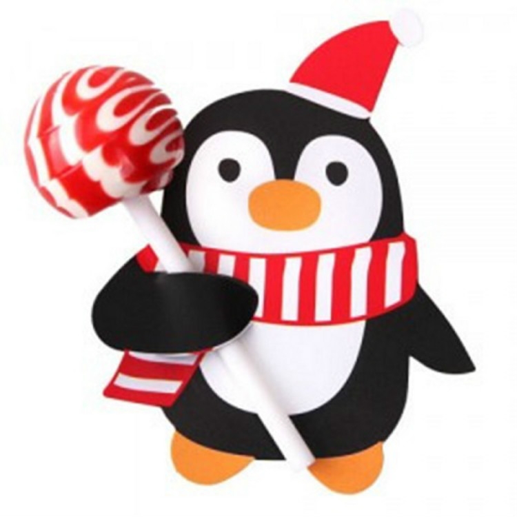 

2 Packs Christmas Baking Decoration Cute Santa Penguin Lollipop Paper Card(Penguin)