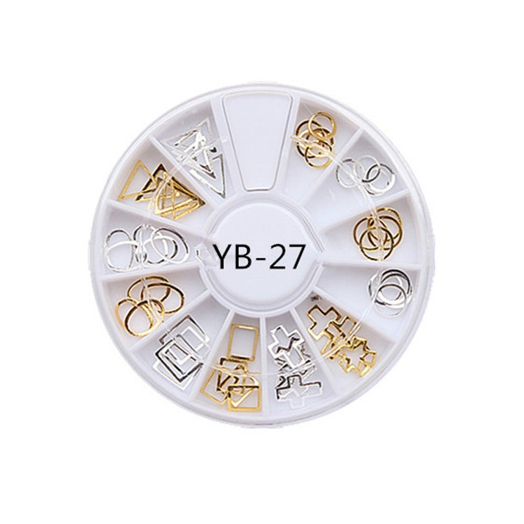 

3 PCS DIY Manicure Disc Ornament Arc Metal Ring Irregular Frame Hollow Horse Eye Rivet Phototherapy Nail Decoration(YB-27)
