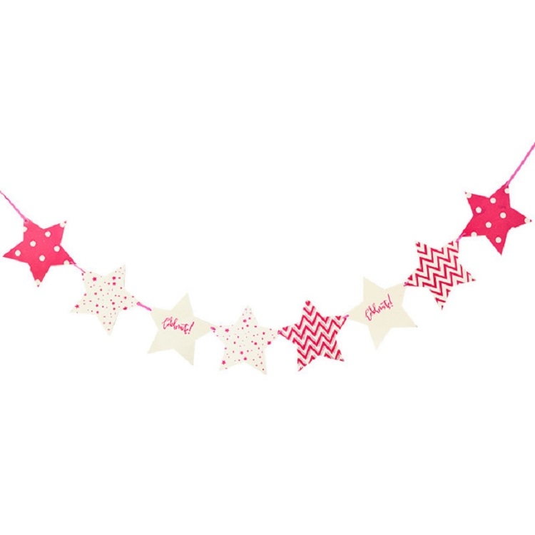 

Five-pointed Star Pull Flower Bunting Birthday Holiday Party Decoration Store Dress up Layout Supplies(Rose Red)