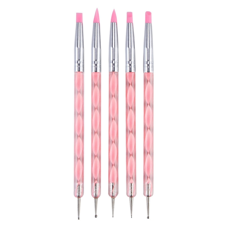 

3 Pairs Nail Pen 5 Spiral Rod Silicone Pen Point Drill Pen Double Head Nail Pen Nail Tool(Pink)