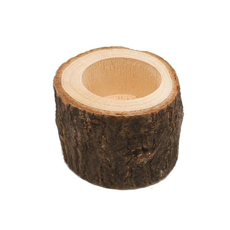 

Wooden Crafts Ornaments Creative Bark Wood Pile Candle Holder Home Decoration, Without Candle, Style:Medium