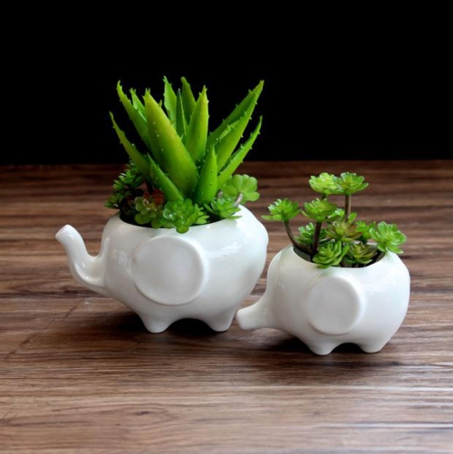 

4 Sets Flowerpot Plantation White Elephant Ceramics for Flowerpot Planting