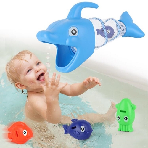 

4 PCS / Set Children Playing in the Water Cartoon Dolphin Bathing Fish Fishing Toy(Blue)