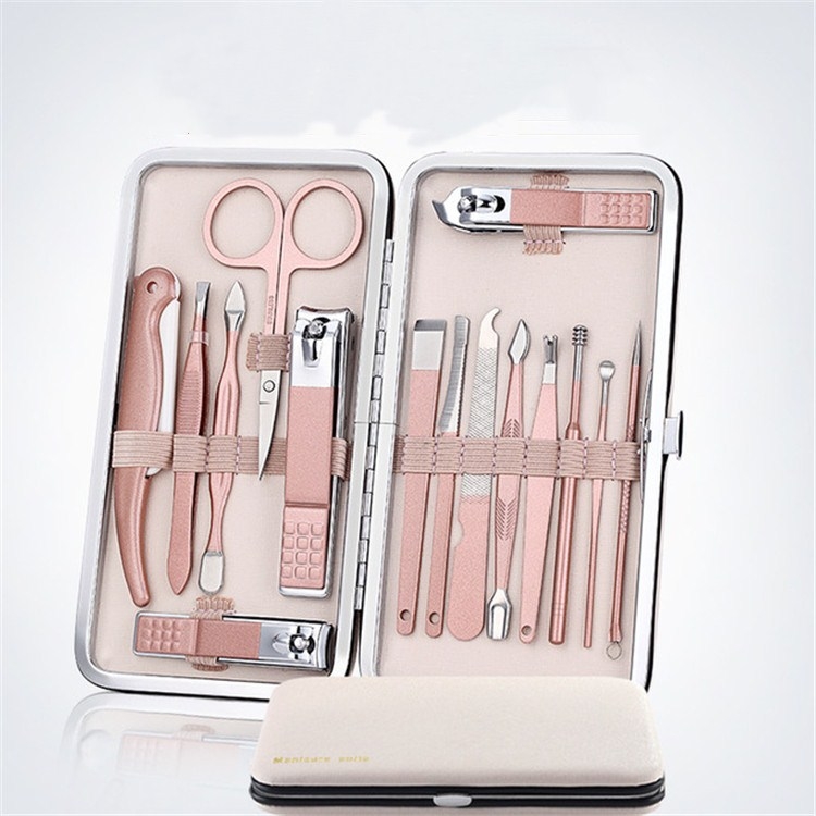 

15 In 1 Stainless Steel Pink Manicure Tool Set