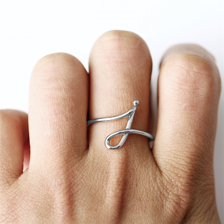 

Women Fashion Simple Letter Ring(Silver J)