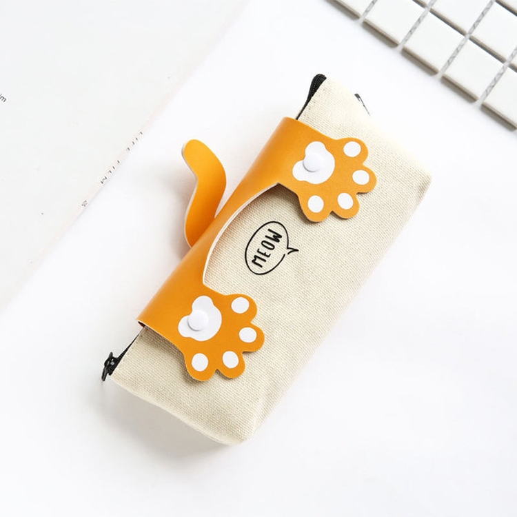 

Cute Cats Big Capacity Canvas Pencil Case School Supplies Stationery(Orange)