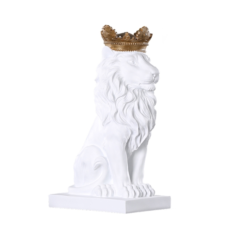 

Creative Modern Gold Crown Lion Statue Animal Figurine Sculpture For Home Decorations(White)