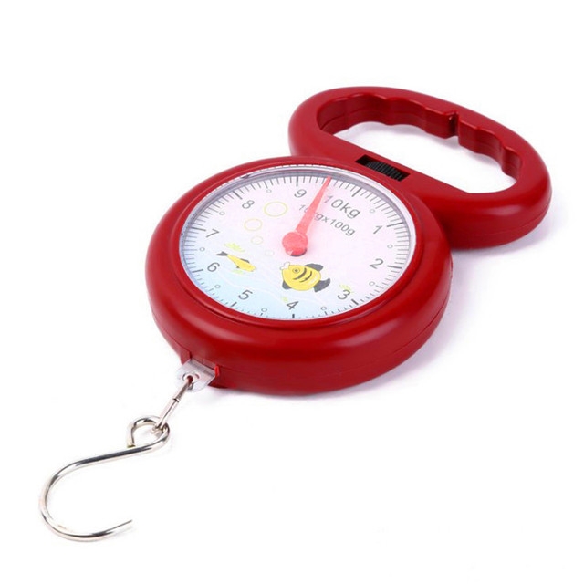 

2 PCS 10kg x 100g Portable Portable Plastic Spring Baggage Scale